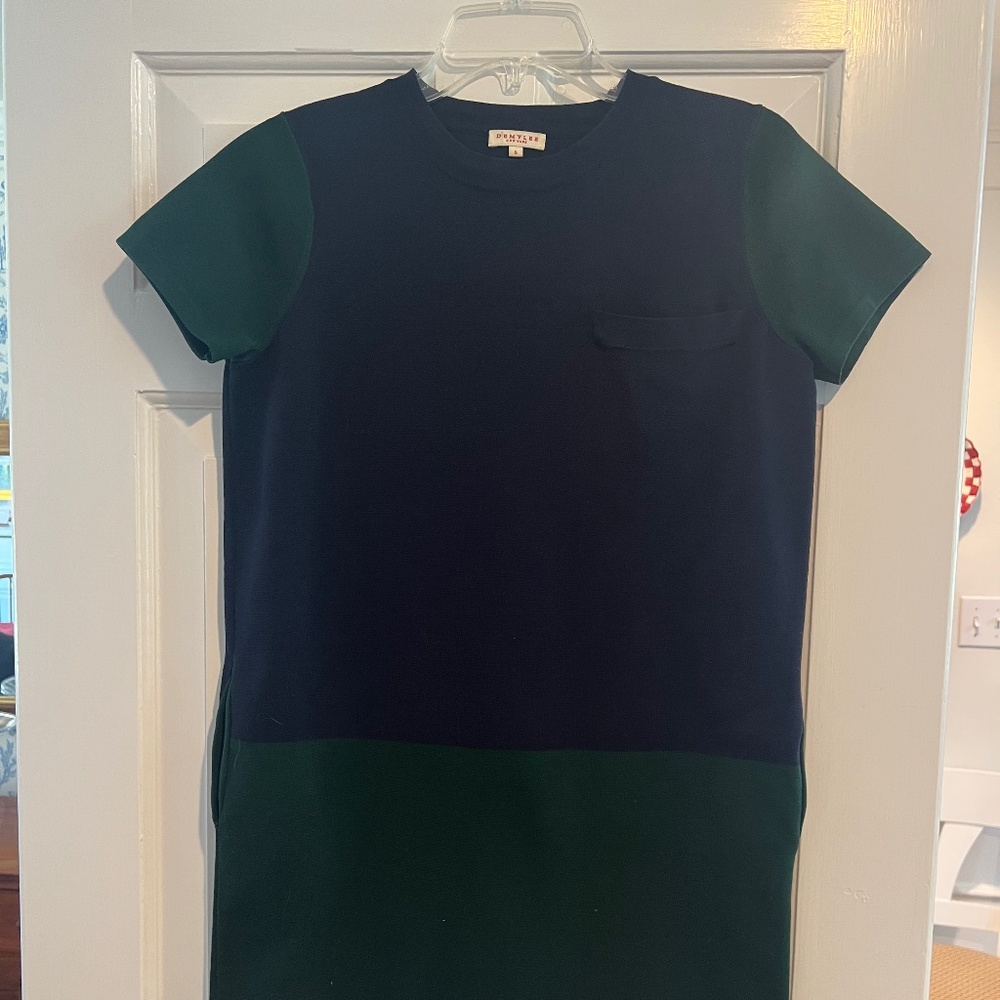 Demylee Navy and Green Tunic /Sweater Dress